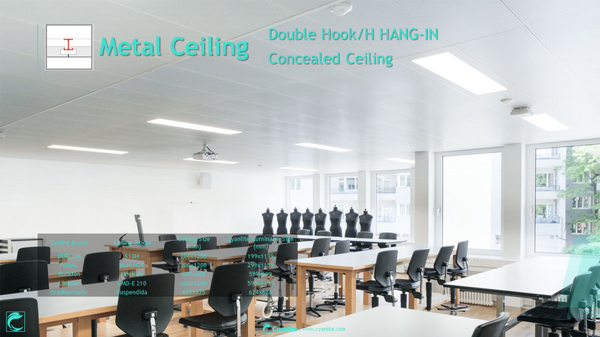 Cyanlite LED panel light for double hook metal ceiling